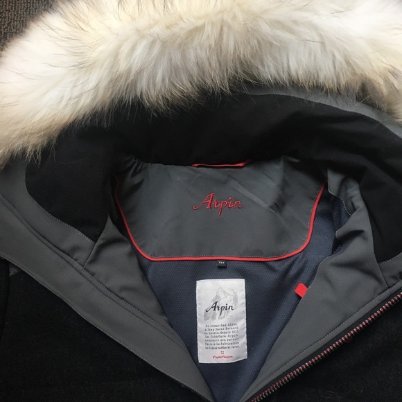 ARPIN - Wool Ski puff coat fur hood Grey, XL - Picture 2 of 7